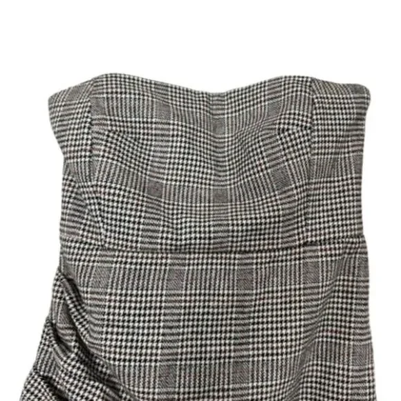 ‼️SOLD‼️HOUSE OF HARLOW NWT Gray Strapless Wool Blend Houndstooth Mini Dress - Picture 3 of 16